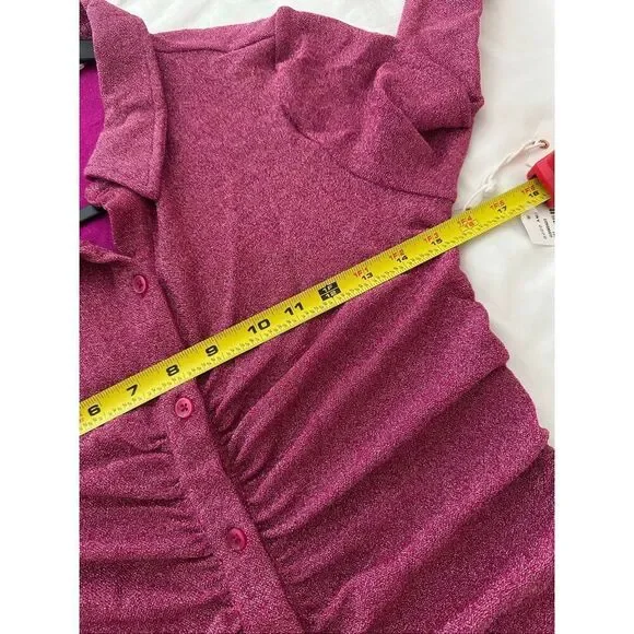 NWT Good American RUCHED PINK METALLIC SPARKLE MINI DRESS Size 3 or Large - Picture 4 of 8